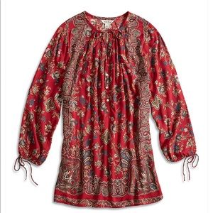 Lucky Brand Rust Floral Paisley Top M